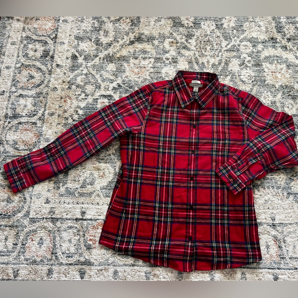 L.L. Bean Flannel Red and Green Plaid Shirt